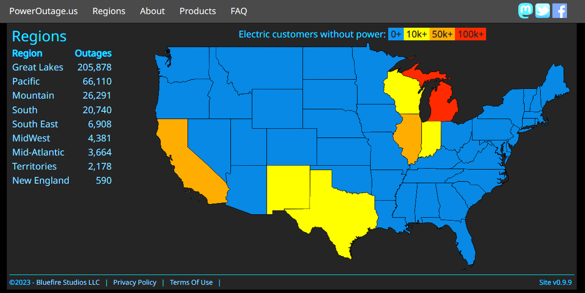 Tom Niziol on Twitter "Over 325,000 without power now, including over