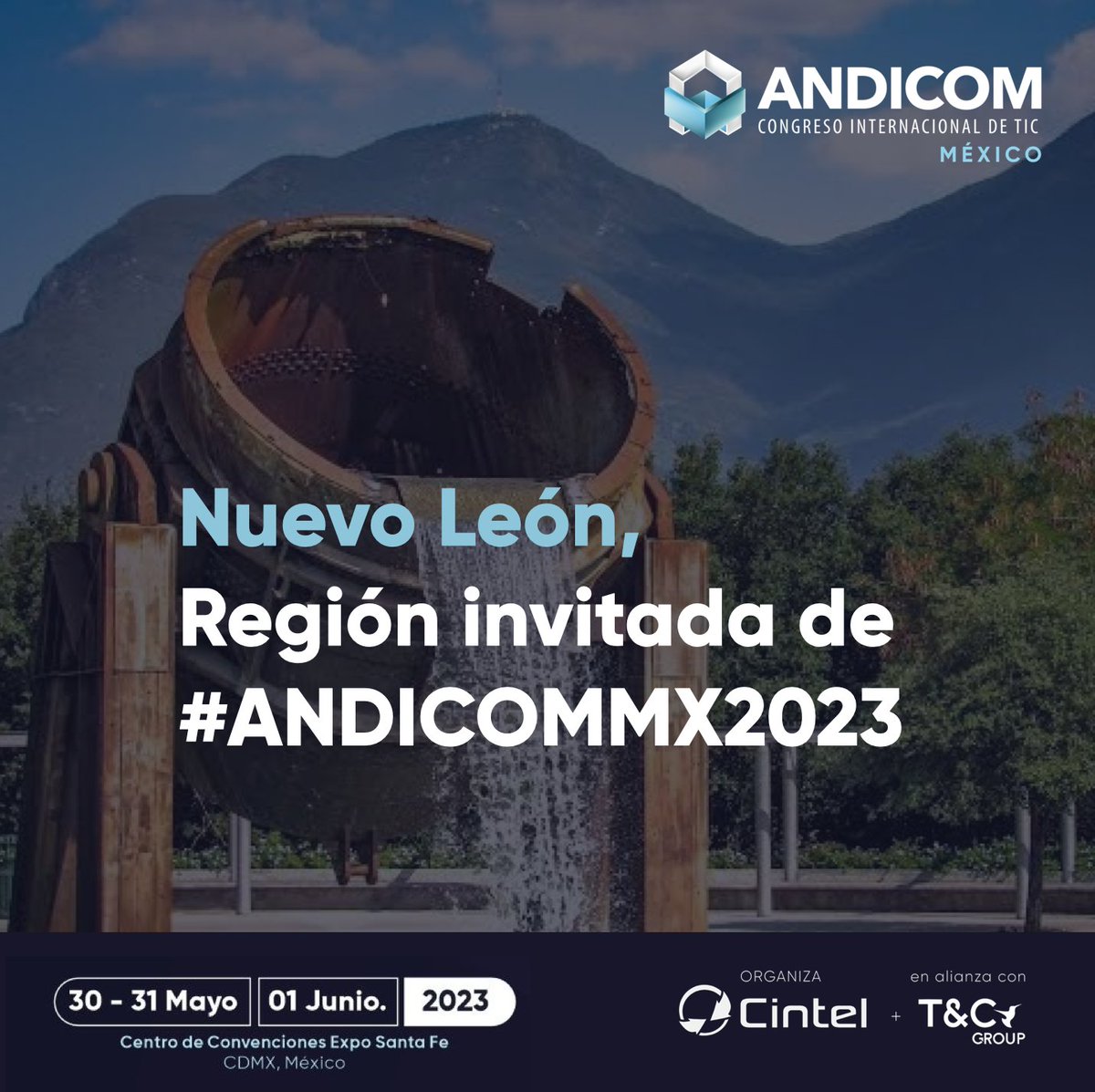 ANDICOMMx's tweet photo. El Estado de #NuevoLeón será la Región invitada en #ANDICOMMX2023, el Congreso TIC más importante de México, donde sus representantes participarán en diversos espacios académicos y sus empresas tendrán la oportunidad de mostrar sus soluciones tecnológicas. https://t.co/S3wOTnbLjc