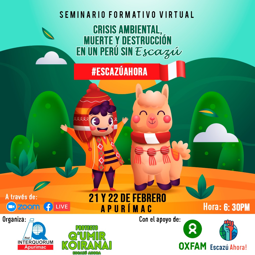 Red_Interquorum's tweet photo. 📲 🌱🇵🇪AHORA EN VIVO 
#Día2
Seminario Formativo Virtual “Crisis ambiental, muerte y destrucción en un Perú sin Escazú” - Apurímac 

🔴 Facebook LIVE: https://t.co/fiQTynXxHL

#EscazúAhora
#RedInterquorum
#RedInterquorumApurímac
#Oxfam
#PerúRatificaYa ✊🏻🌱
#activismoambiental https://t.co/BOc9ut6ZhG
