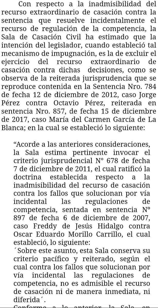 WilsonGomezGB's tweet photo. Sentencia N° 000022 del 22/02/2023 Sala de Casación Civil @TSJ_Venezuela 
No concede recurso extraordinario de casación contra las decisiones del tribunal de última instancia que decidan por vía incidental el recurso de regulación de la competencia. 
https://t.co/HXTSMBlCKN https://t.co/Lh5QRKAY5D