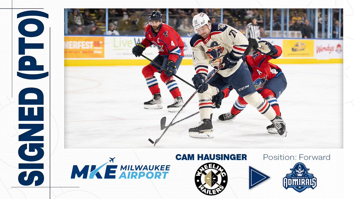 mkeadmirals's tweet photo. Guess who’s back?!  ✈️
We’ve signed forward Cam Hausinger to a PTO. He’ll join the team in Winnipeg! 

#MILhockey | @MitchellAirport https://t.co/IhqJ9a7kyA