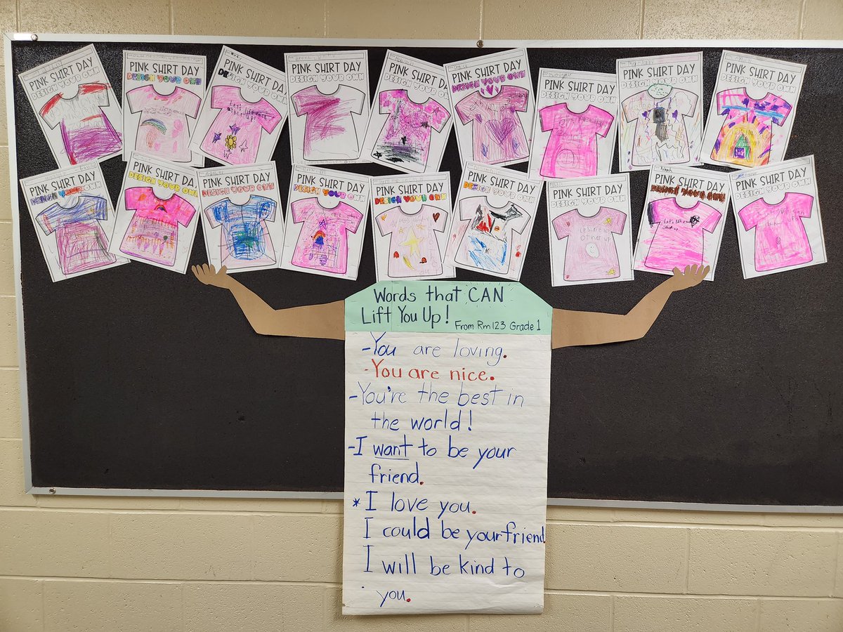 Our Grade 1s contributions to #pinkshirtday2023