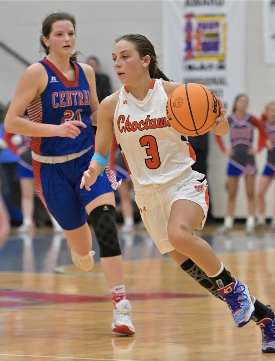 Lady Choctaws Caitlin Berry, Paris Halliburton, and Tanner Work were selected 13AAA All District and Eden LaRue 13 AAA All Tournament Team! DCBallers🏆🟧⬜️