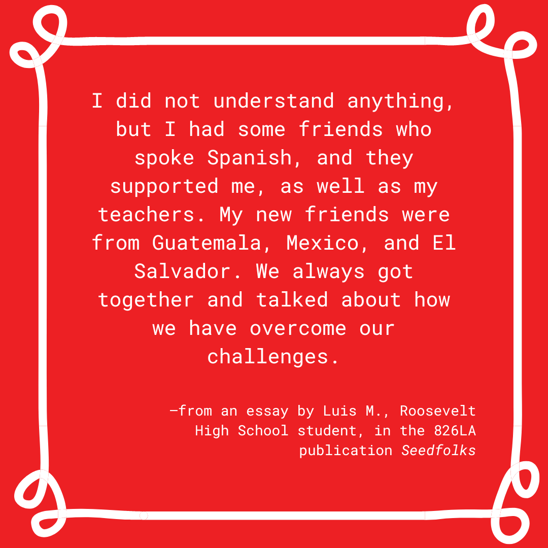826LA's tweet photo. We get by with a little help from our friends. #StudentWritingWednesday https://t.co/qcRcTLnrRn