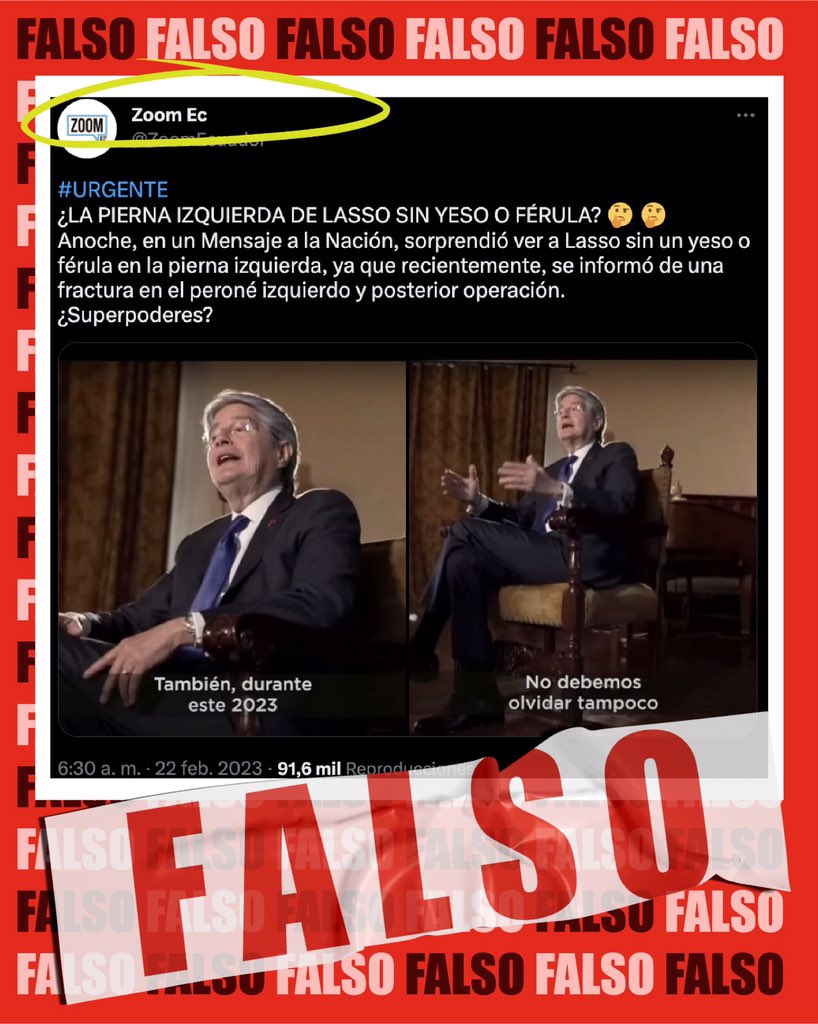 SegcomV's tweet image. Circula en redes sociales información falsa respecto a la salud del primer mandatario. La cadena que citan fue grabada antes del accidente.  Solicitamos a la ciudadanía informarse por fuentes oficiales.