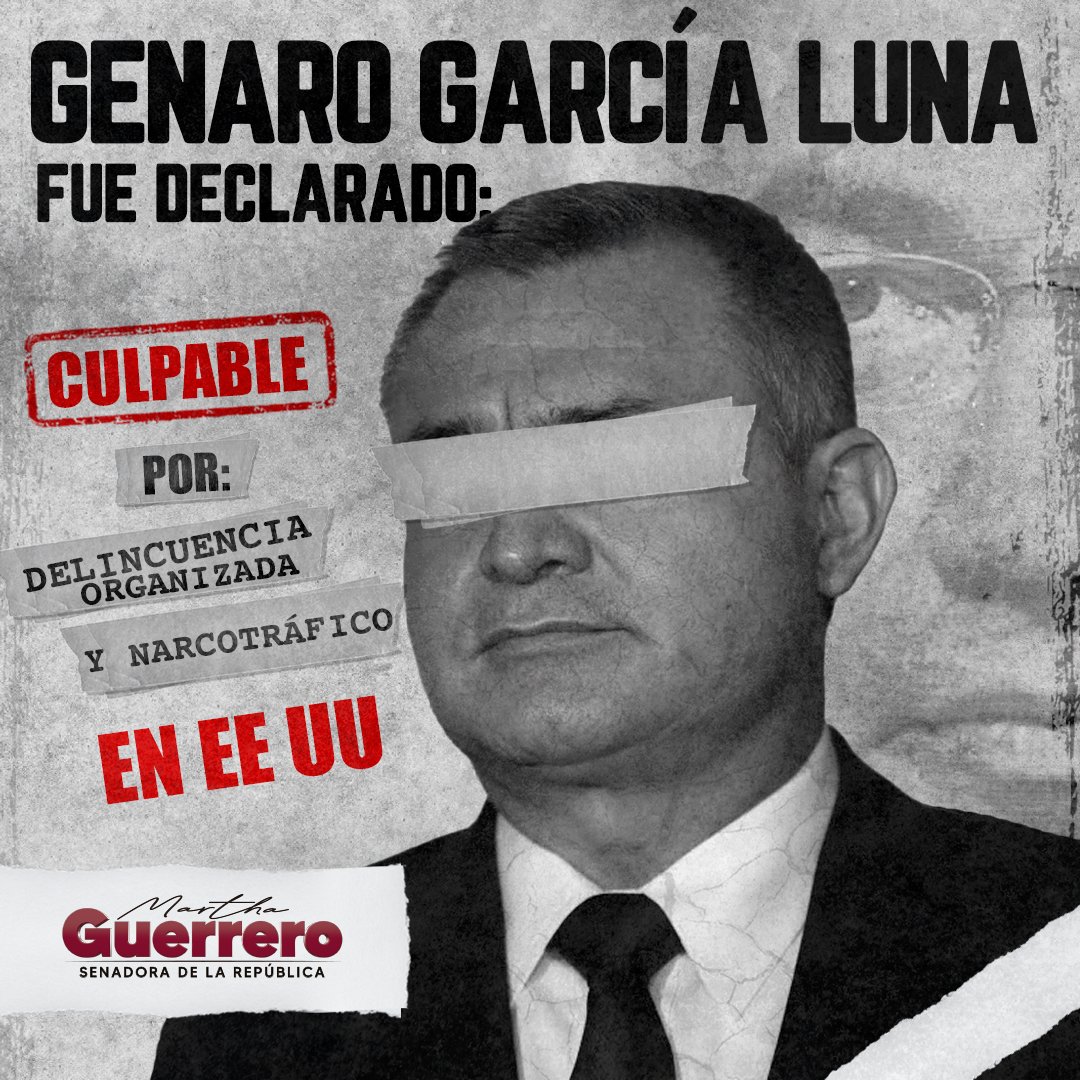 Genaro García Luna, exsecretario de Seguridad Pública de México durante el Gobierno de Felipe Calderón, el día de ayer fue encontrado culpable y se hizo justicia.
El tiempo nos dio la razón y a los corruptos les decimos, les llegará su hora.