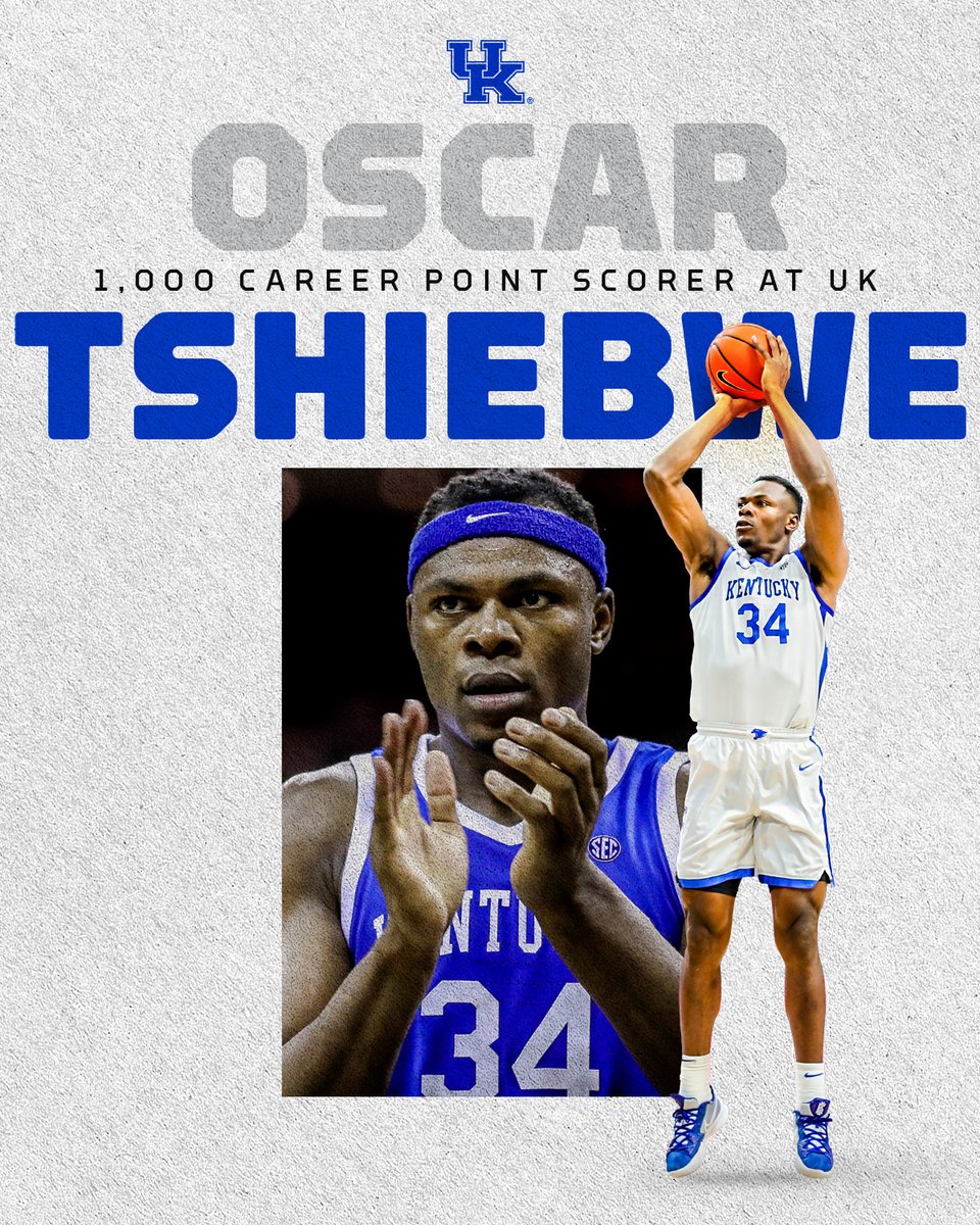 KentuckyMBB's tweet photo. 1,000 point scorer at Kentucky 💪

#OscarWorthy x @Oscartshiebwe34 https://t.co/JHQIgVTioU