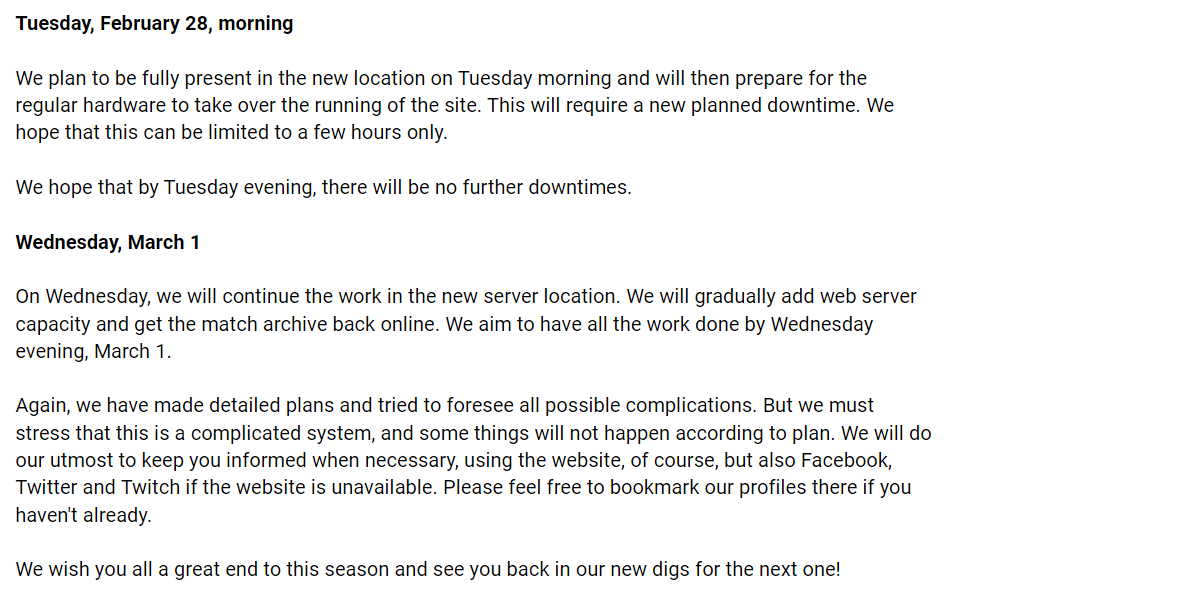 uncle_mish's tweet photo. Hattrick will be down for a few hours today.
It's a scheduled server move, nothing to worry about. https://t.co/8VlAv19gQL