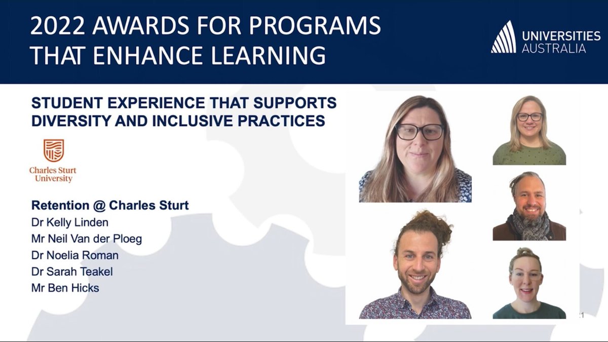 Retention Team (@teamretention) on Twitter photo Woohoo! We are honoured to receive a 2022 #AAUT Program award! We are proud of our Team’s hard work and would like to thank everyone who has supported the Team’s efforts over the past years!
<a href="/Kellinden/">Kelly Linden</a> <a href="/neilvdp/">Neil van der Ploeg</a> <a href="/DrNoeliaR/">Tabitha Sailsbury</a> <a href="/SarahTeakel/">Dr Sarah Teakel</a> <a href="/benimbenix/">Ben Hicks</a> Woohoo! We are honoured to receive a 2022 #AAUT Program award! We are proud of our Team’s hard work and would like to thank everyone who has supported the Team’s efforts over the past years!
<a href="/Kellinden/">Kelly Linden</a> <a href="/neilvdp/">Neil van der Ploeg</a> <a href="/DrNoeliaR/">Tabitha Sailsbury</a> <a href="/SarahTeakel/">Dr Sarah Teakel</a> <a href="/benimbenix/">Ben Hicks</a>