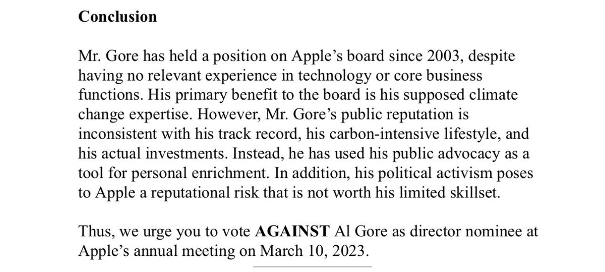 National Legal and Policy Center files 10 page solicitation today urging Apple’s investors to vote against former VP Gore #ProxySeason #CorpGov $AAPL