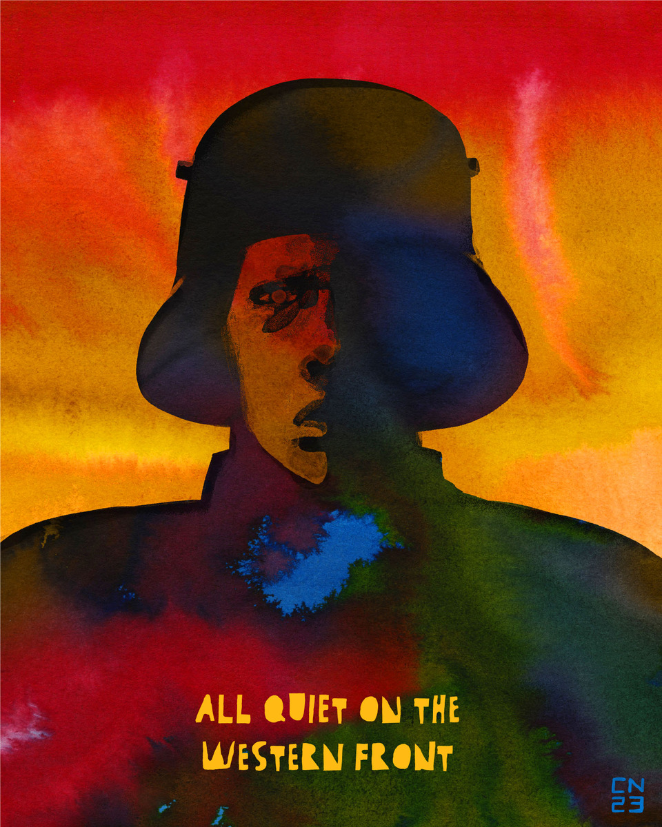Variety's tweet photo. EXCLUSIVE: See the new specialty poster for #AllQuietOnTheWesternFront.

"I wanted to show our protagonist — ultimately just an adolescent boy — whose humanity is hopelessly trapped in the impersonal and mechanical role of a front line soldier," says artist Christoph Niemann. https://t.co/iXEfzb0oNz