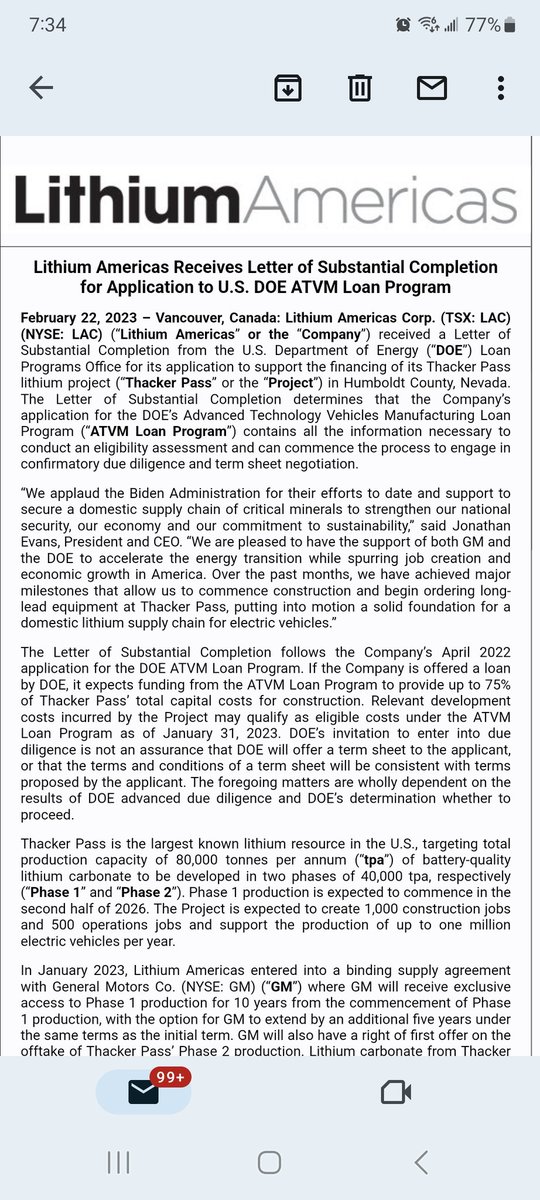 lenraleigh's tweet image. $LAC Next step in @LithiumAmericas&apos; @ENERGY #ATVM Loan. 

My personal guess is a $1.5B loan. We&apos;ll see soon...