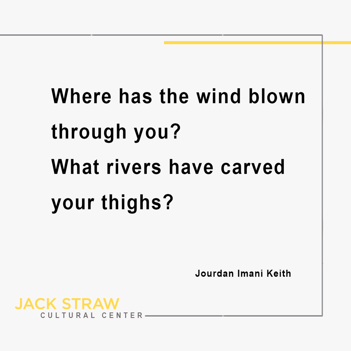 jackstrawarts's tweet photo. Today we’re looking back at this poem from #JackStrawWriter Jourdan Imani Keith (@griotworks).
#JackStrawWriters2006 #JackStrawArtists #RecordingStudio #SeattleRecordingStudio #Seattle #BlackPoets #BlackHistoryMonth2023 #BlackHistoryMonth https://t.co/X92s5FkVAZ