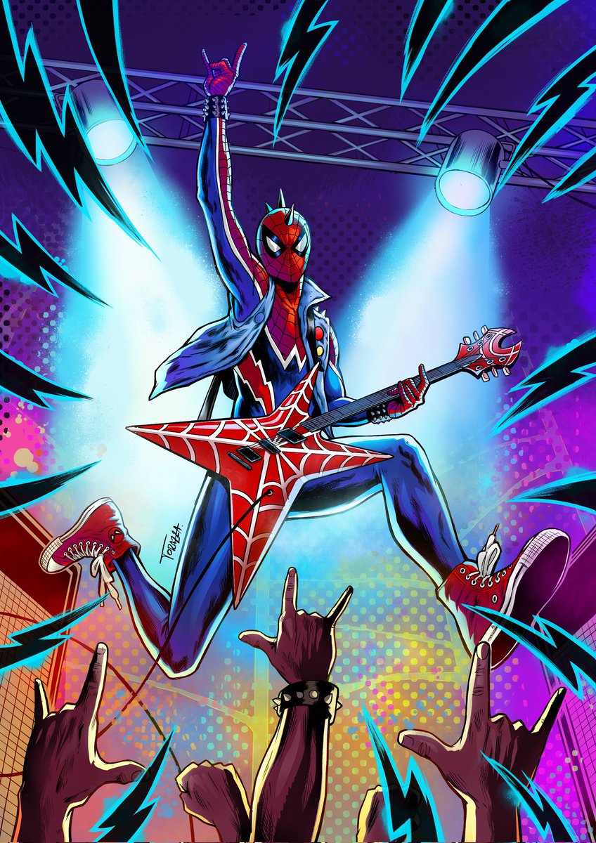 danytorazza's tweet photo. Spiderpunk 🤟 Ilustración digital en Clip Studio y Adobe Photoshop #Spiderpunk #SpiderManAcrossTheSpiderVerse #Marvel https://t.co/JIF2fcum2C
