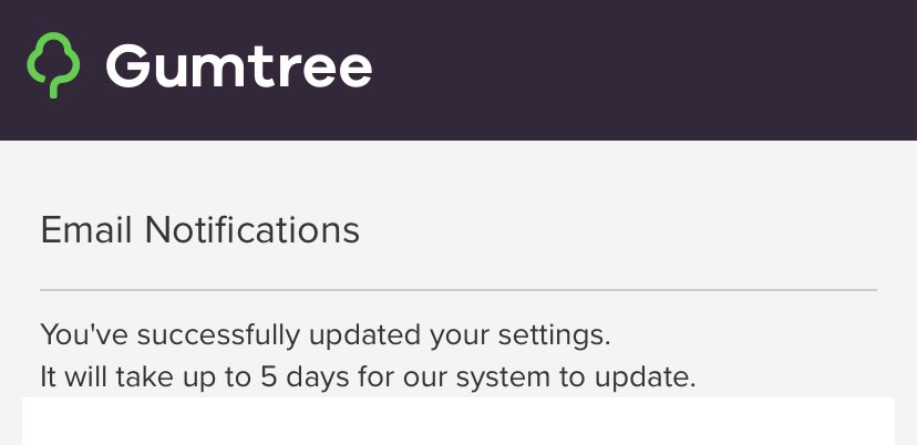 nabinked's tweet photo. ⁦@Gumtree⁩ taking eventual consistency to the extreme. 5 days to update my preferences ? https://t.co/f4wVUXSUB8