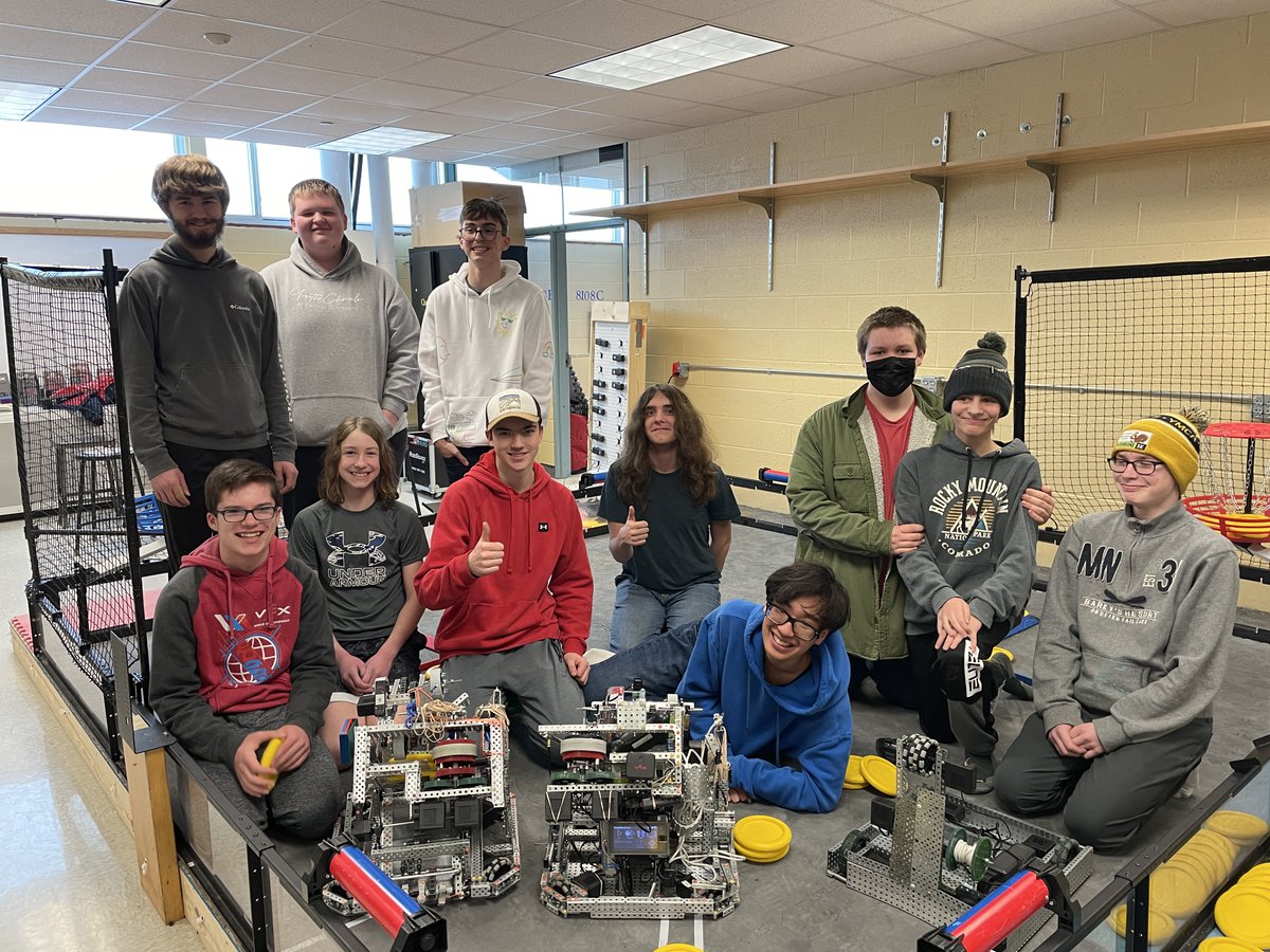 ISD742's tweet photo. Tech, Apollo, North and South Robotics are headed to State! Three Tech teams, three Apollo teams, five North teams and four teams from South (not pictured) will compete at the Rivers Edge Convention Center on March 2 and 3. Congratulations! #742together https://t.co/DrcY5T6Y2A