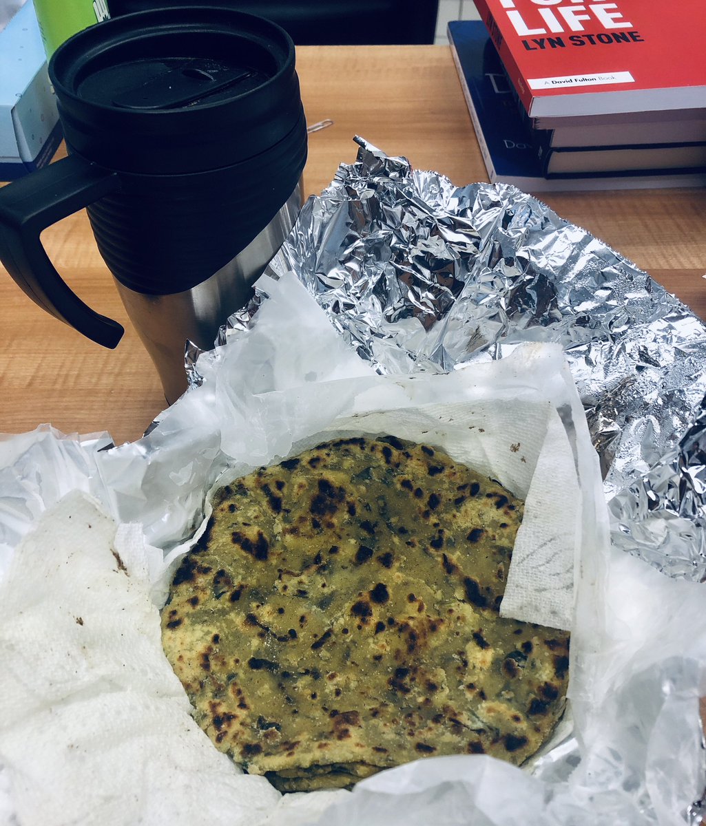 ZohrinM's tweet photo. When you have been fighting a horrible cold for a few days and one of the lunchroom supervisors leaves fresh adrik ki chai and methi parathe on your desk - pure bliss &amp; immense gratitude for the love I’m surrounded by. https://t.co/tS1jynkyRW