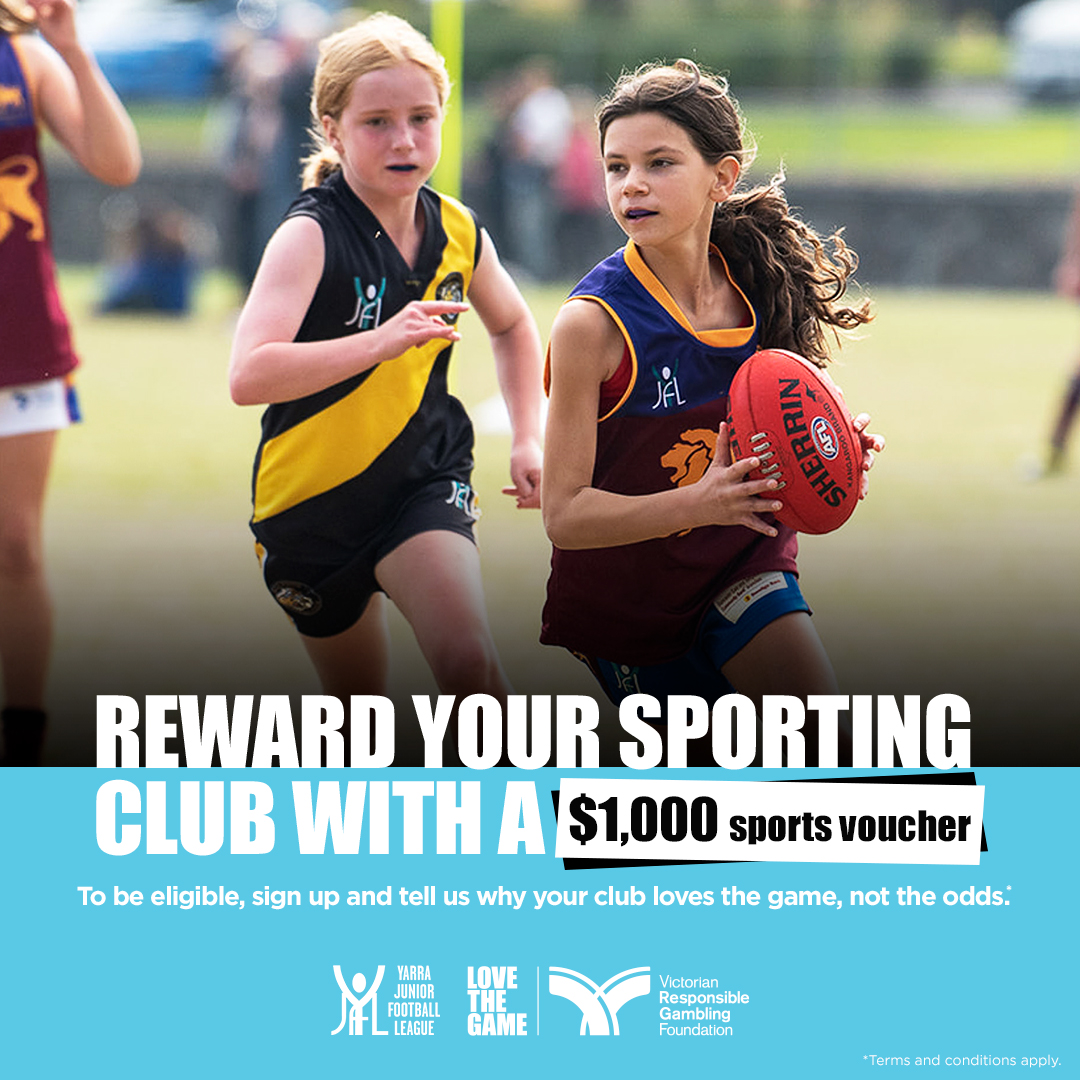 Yarra JFL (@yarrajfl) on Twitter photo π’ This season your YJFL club could be rewarded with a $1000 HART sport voucher when you join the Love the Game program!
Simply sign up and describe in 25 words or less why your club loves the game, not the odds. π²
Join now: lovethegame.vic.gov.au/join-love-game/
*T&Cs apply
<a href="/vicrgf/">Responsible Gambling</a> π’ This season your YJFL club could be rewarded with a $1000 HART sport voucher when you join the Love the Game program!
Simply sign up and describe in 25 words or less why your club loves the game, not the odds. π²
Join now: lovethegame.vic.gov.au/join-love-game/
*T&Cs apply
<a href="/vicrgf/">Responsible Gambling</a>