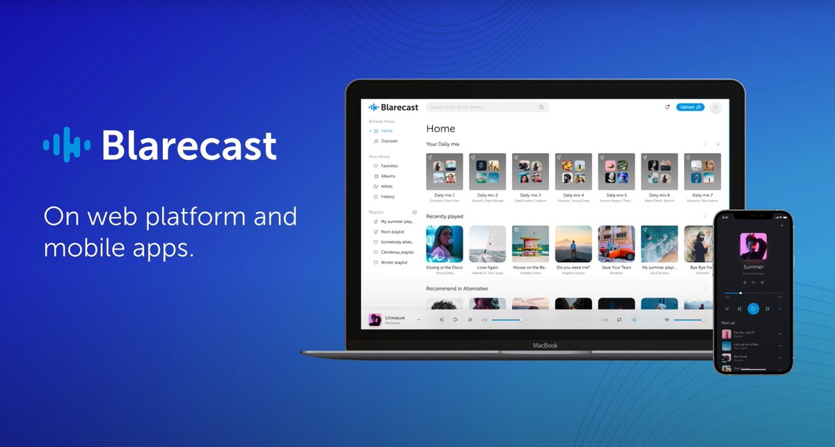 Revolutionize the way you listen to music with <a href="/Blarecast/">Blarecast ™</a>🎶🔗 

As a web3 blockchain-based streaming app, it gives bands the power to connect directly with fans, share their unique sound, and earn fair royalties. 

#blarecast your way to the top! 🚀 #music #web3 #blockchain