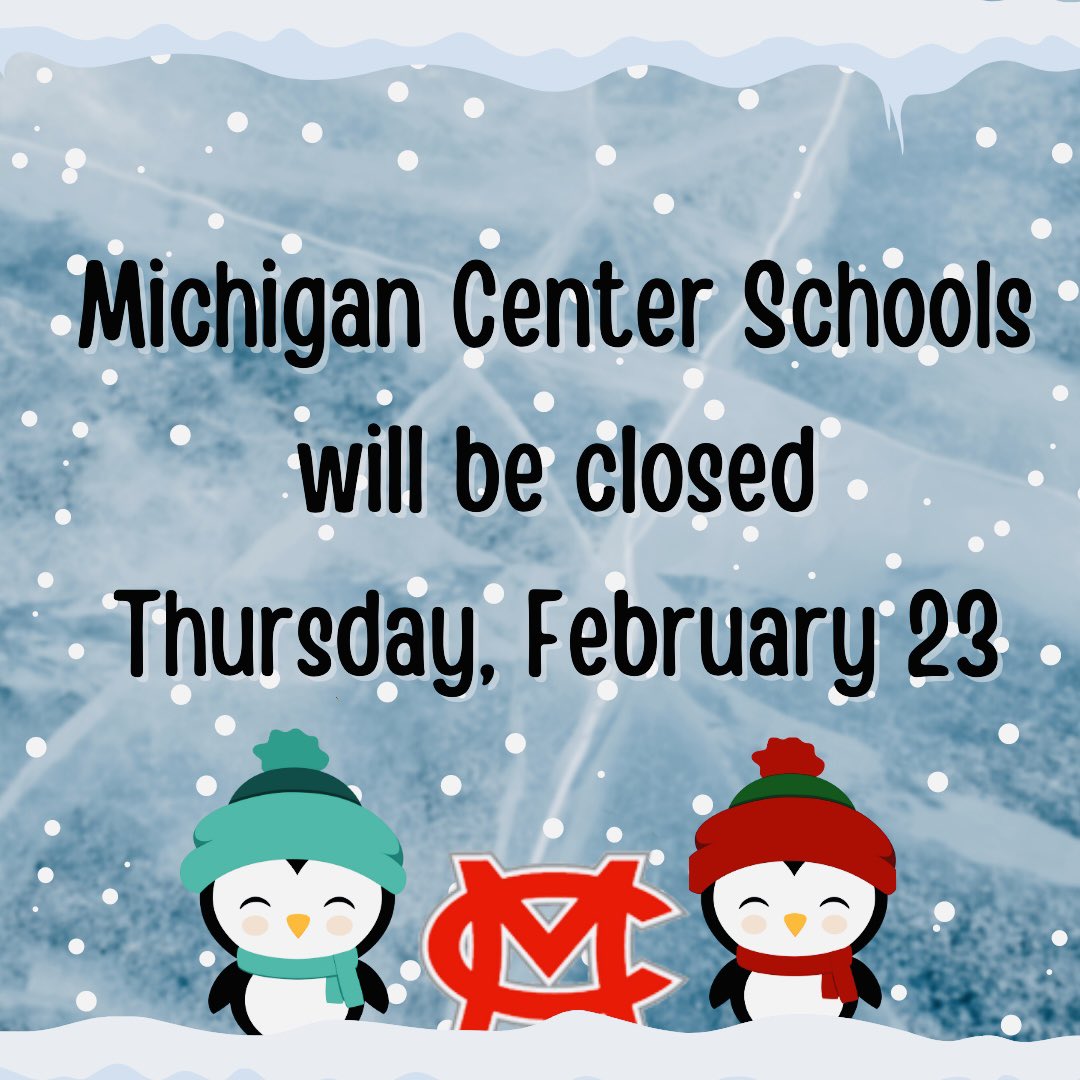 MC schools will be closed Thursday, February 23, 2023

Stay safe, Cardinals! #mccardinals