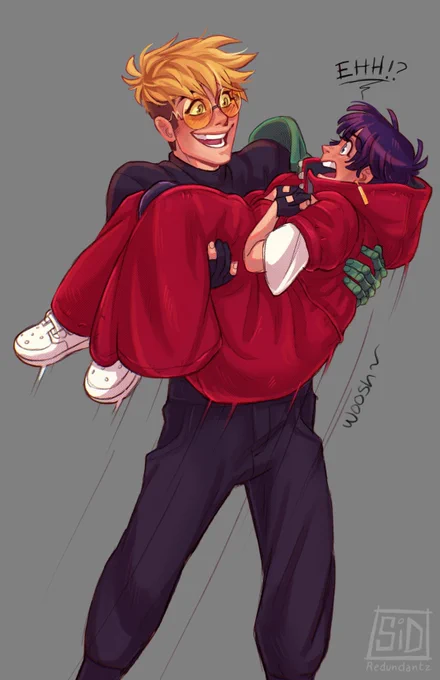 adding to the characters wearing Vash's jacket pile* [ #TRIGUN #VashMeryl ] 