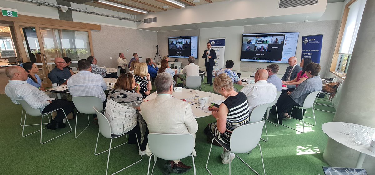 _vassp's tweet image. @stevegniel talking to #VASSP State Committee &quot;we shouldn&apos;t think of capabilities as a K-12 thing... it starts in early learning, with social skills, problem solving skills...etc.&quot;