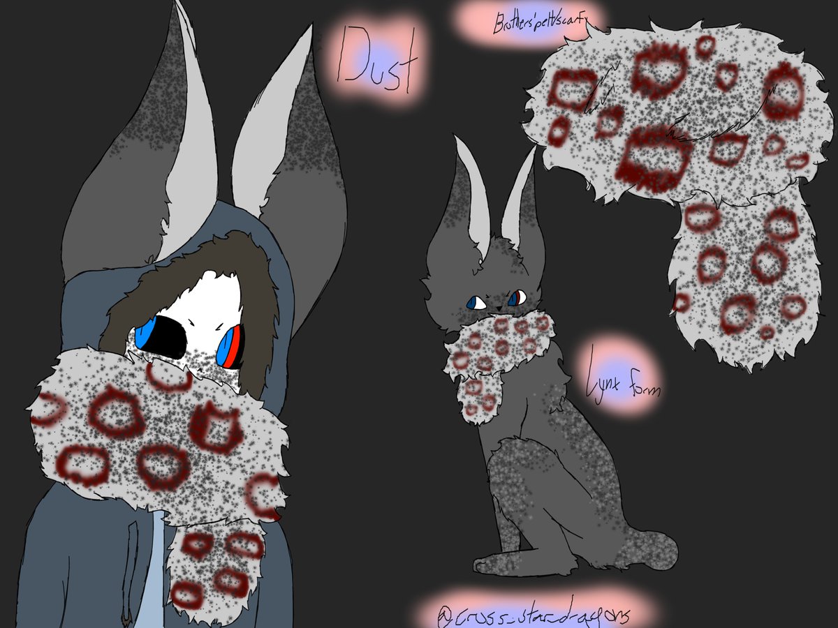 This is dust he had to kill his own brother because of how badly he had gotten injured due to a hunter attack, so he put his brother out of missery nvn I'm currently working on cross's design at the moment (currently out of motiavtion)