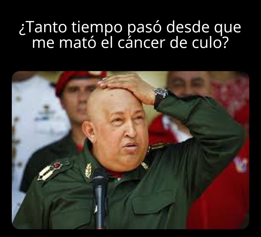 CHAVEZMUERTOBOT's tweet photo. Chávez rompe récord mundial de chavezmuerto tras haber permanecido muerto 314613874 segundos. https://t.co/qBVj4xTuLw