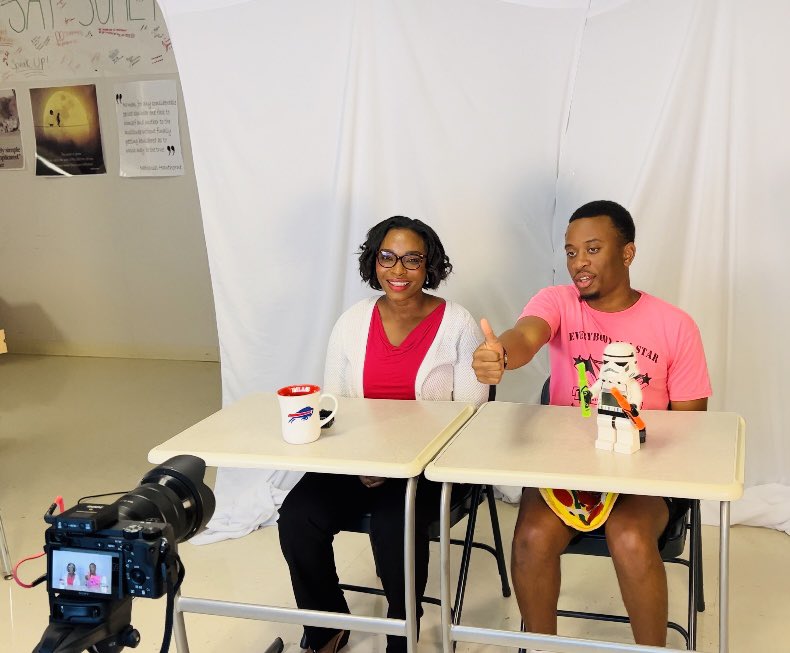 Our Bobcats wore pink today to show our unity against bullying and sharing kindness💙💛🐾 Our AP <a href="/QueenElsaLu/">Elsa Lubin</a> &amp; student leader recording 🎥 some encouraging words for our school community👏🏻
@SELPBC <a href="/PBCSD/">The School District of Palm Beach County</a> #BeKindPBC <a href="/SafeSchools_PBC/">SafeSchools_PBC</a>