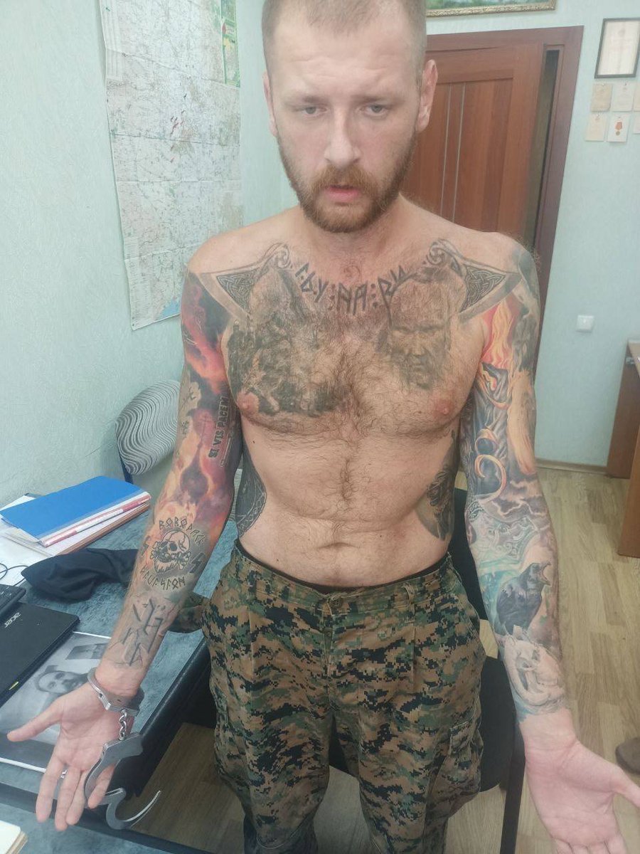 RyanBlucher's tweet photo. @LSulmu @Gerashchenko_en Personally, I'm glad the guy with the nazi tats is dead, but I hope you've made peace with celebrating nazis https://t.co/Faan9Ue8gd