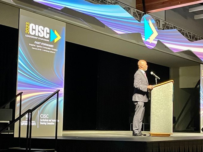 Thrilled to be in Monterey! State Supt. <a href="/TonyThurmond/">Tony Thurmond</a> helped launch the #CISC2023 Symposium today by sharing his priorities to Transform CA Schools ⁠(cde.ca.gov/eo/in/index.asp) &amp; key efforts he is leading to promote ethnic studies, financial literacy, genocide education, and more.