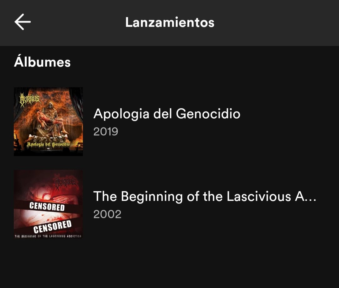 Saludos.

Ya pueden encontrar en Spotify nuestro Álbum: The Beginning Of The Lascivious Addiction, editado en el año 2002 bajo el sello Venezolano Darkproductions Récords.

Y próximamente, también estará el Ep, 20 Años de Herejía, Desidia y Enfermedad.

#deathmetal