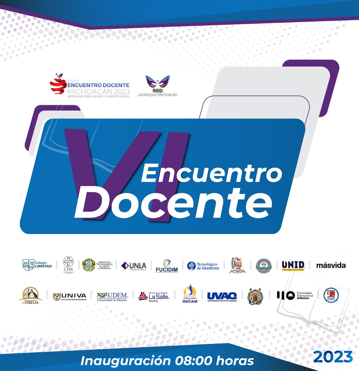 En sus marcas, listos...
👨🏻‍🏫👩🏻‍🏫 Mañana a las 08:00 horas, sigue en nuestra  página de facebook la transmisión en vivo de la Inauguración del Sexto Encuentro Docente Michoacán 2023 de la Red Juntos Por Michoacán.
#JuntosPorMichoacán
#aprenderparaservirytransformar