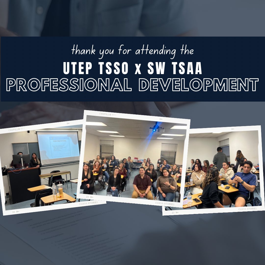 SWTerryAlumni's tweet image. Thank you to the scholars who participated in the UTEP TSSO x SW TSAA Profesional Development night! The SW-TSAA  presented tips on communicating professionally with field professionals, deans and other individuals, in preparation to the student organization’s upcoming events!
