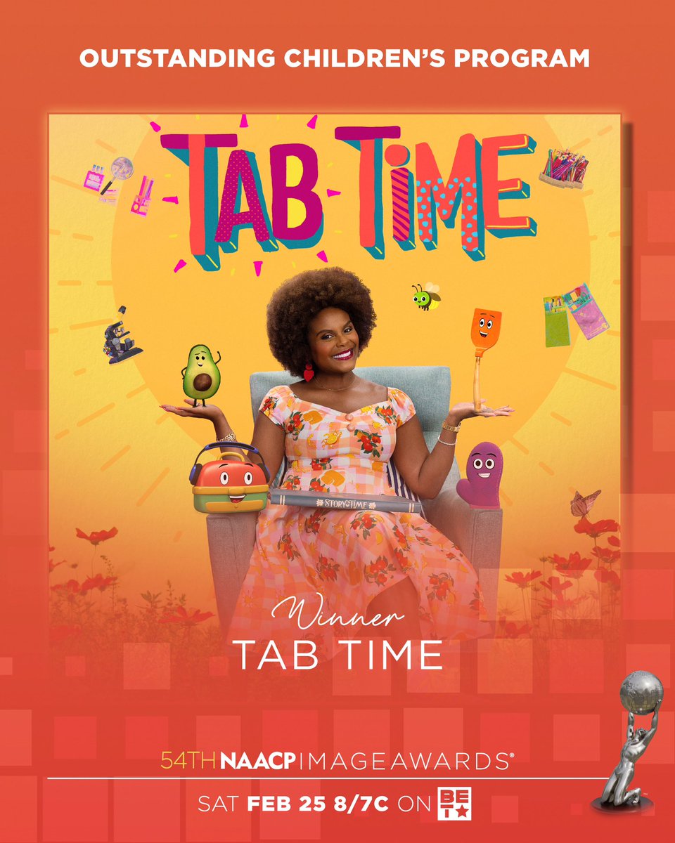 naacpimageaward's tweet photo. Congratulations to #TabTime 🎉
Outstanding Children’s Program. 
54th #NAACPImageAwards 🏆 https://t.co/BB5YMLINGz