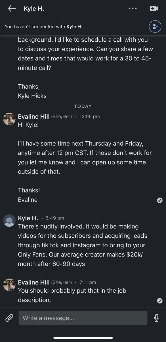 eeevalineee's tweet photo. HELLO???

Content creator friends, stay away from an agency called “She-e-o” looking to hire content creators with nothing of this in the job description 😳😂 https://t.co/RwJhQij7Tc