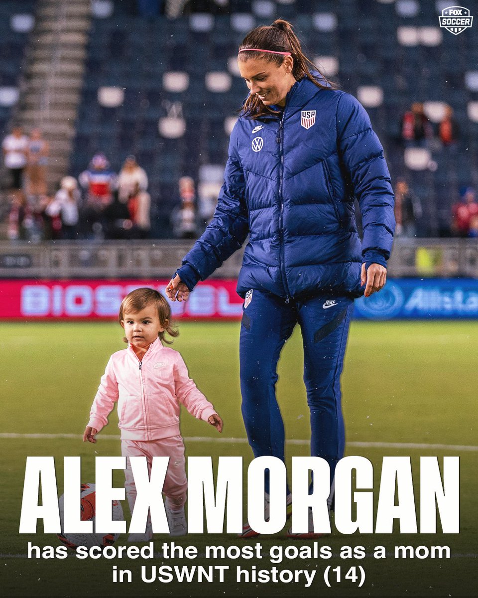FOX Soccer (@foxsoccer) on Twitter photo 🇺🇸 <a href="/alexmorgan13/">Alex Morgan</a> has scored 14 goals since giving birth to her daughter, Charlie, in 2020, making her the all-time leader in goals as a mom in <a href="/USWNT/">U.S. Women's National Soccer Team</a> history! 👏 🇺🇸 <a href="/alexmorgan13/">Alex Morgan</a> has scored 14 goals since giving birth to her daughter, Charlie, in 2020, making her the all-time leader in goals as a mom in <a href="/USWNT/">U.S. Women's National Soccer Team</a> history! 👏