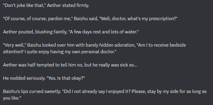 FlowerofFira's tweet photo. @CoffeeFoxArt I actually forgot what this dude sounded like, so I looked up that 11 minute Baizhu cutscene video. I know he's got an illness but I dunno if Aether knows that soo, here ya go! Hope it's okay ๐
โค๏ธ #Baither #Baizhuther https://t.co/nRzrU4Qqy6