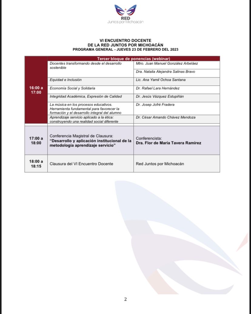 Consulta nuestro programa de actividades del Sexto Encuentro Docente Michoacán 2023.
#JuntosPorMichoacán
#AprenderParaServirYTransformar