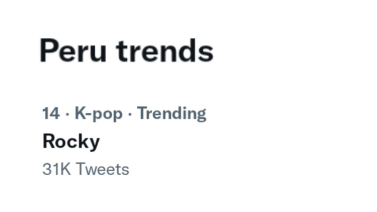 ASTROTrends_'s tweet photo. 🚨🚨 [ TRENDING ALERT ] 🚨🚨

Rocky is trending in Peru !

Tag @offclASTRO 

#ASTRO #아스트로 #라키 #ROCKY https://t.co/a9xxOdTO8k