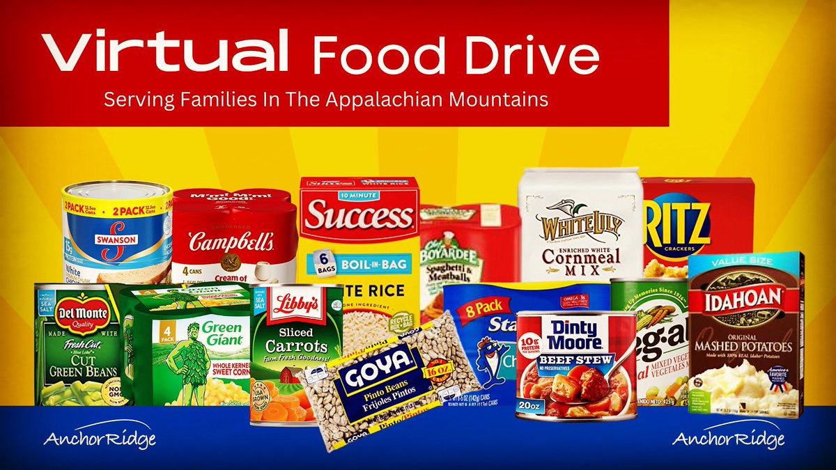 Anchor Ridge is hosting a VIRTUAL FOOD DRIVE! This food drive enables you to specifically select food items you would like to send to families, or you can send an entire kit of food!

Participate NOW: anchorridgeministries.reachapp.co/products?categ…

#AppalachianMissions #AnchorRidge #missions #fooddrive