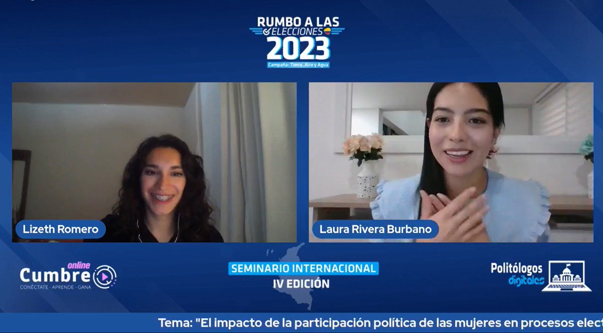 PolitologosD's tweet photo. 📌"No cambiamos el mundo detrás de una pantalla, lo hacemos participando en política"
Un frase contundente de parte de #LauraRivera en la "VI Edición de Rumbo a las #Elecciones2023" 🗳️🇨🇴. Muchas gracias por su participación. ✨ https://t.co/GoEpexHH5Y