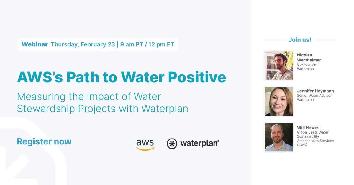 Don´t miss tomorrow´s #webinar where we will explore <a href="/awscloud/">Amazon Web Services</a> ambitious goal of becoming #water positive by 2030 and the role that Waterplan plays in achieving this target.
🗓️ Register here: waterplan.registration.goldcast.io/events/4dcdf2e…