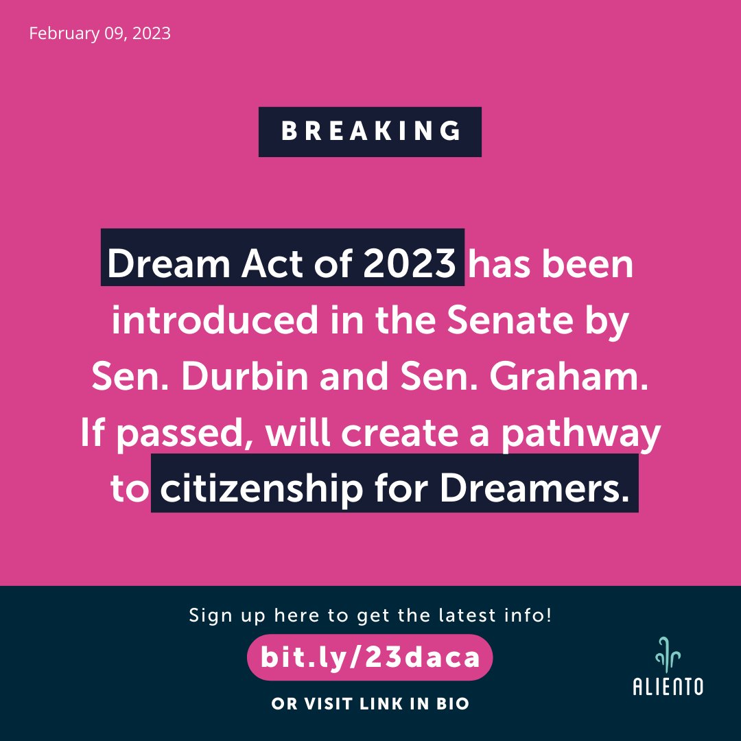 BREAKING: Dream Act of 2023 was introduced in the Senate by Sen. Durbin and Sen. Graham. If passed, will create a pathway to citizenship for Dreamers.

Stay up to date:
actionnetwork.org/forms/immigrat…

#Dreamers #DreamAct #daca #immigration #arizona #phoenix