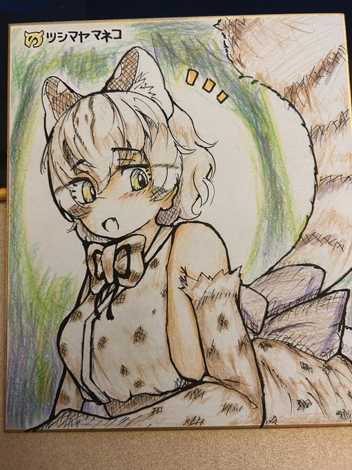 猫の日が誕生日だった人にあげた色紙です 