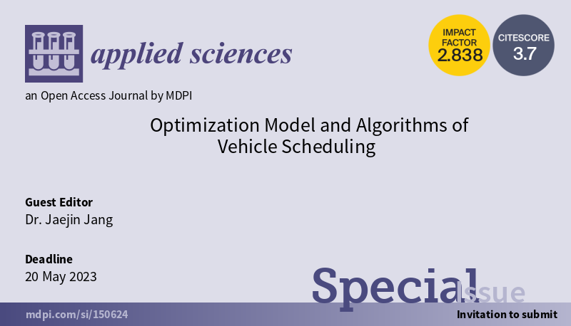 LynseySun6's tweet image. #SpecialIssue: &quot;#OptimizationModel and #Algorithms of #VehicleScheduling&quot;
👨‍🔬 Guest Editor: Dr. Jaejin Jang
🔗 mdpi.com/journal/applsc…
📅 20 May 2023

#vehiclerouting
#supplychain
#productionscheduling
#algorithmicstudy
#facilitylayout
#ai
#sensorapplication

@MDPIOpenAccess