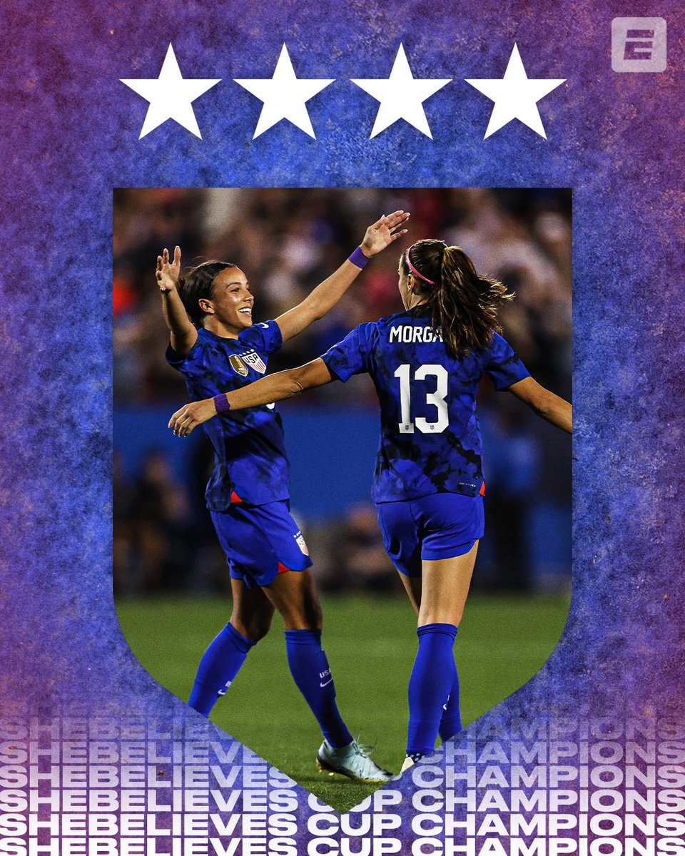 SportsCenter's tweet photo. 2023 SHEBELIEVES CUP CHAMPIONS 🏆 🇺🇸 

@USWNT https://t.co/86v9Oo2Q59