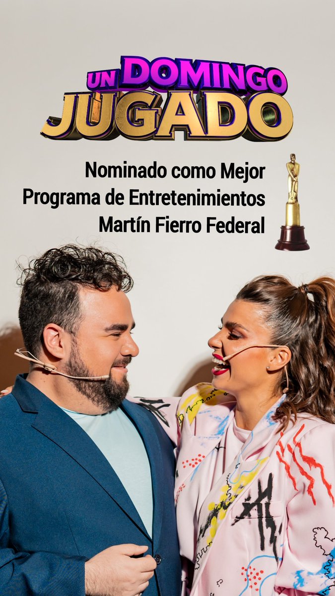 Felices de anunciar que #UnDomingoJugado fue Nominado como Mejor Programa de Entretenimientos en los #MartinFierroFederal✨🫶🏼
