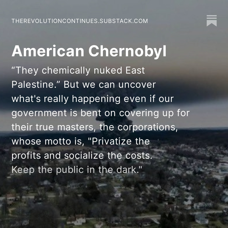 Don't drink the water, #EastPalestine ! 
American Chernobyl continuousrev.blogspot.com/2023/02/americ… #OhioChernobyl #NorfolkSouthern