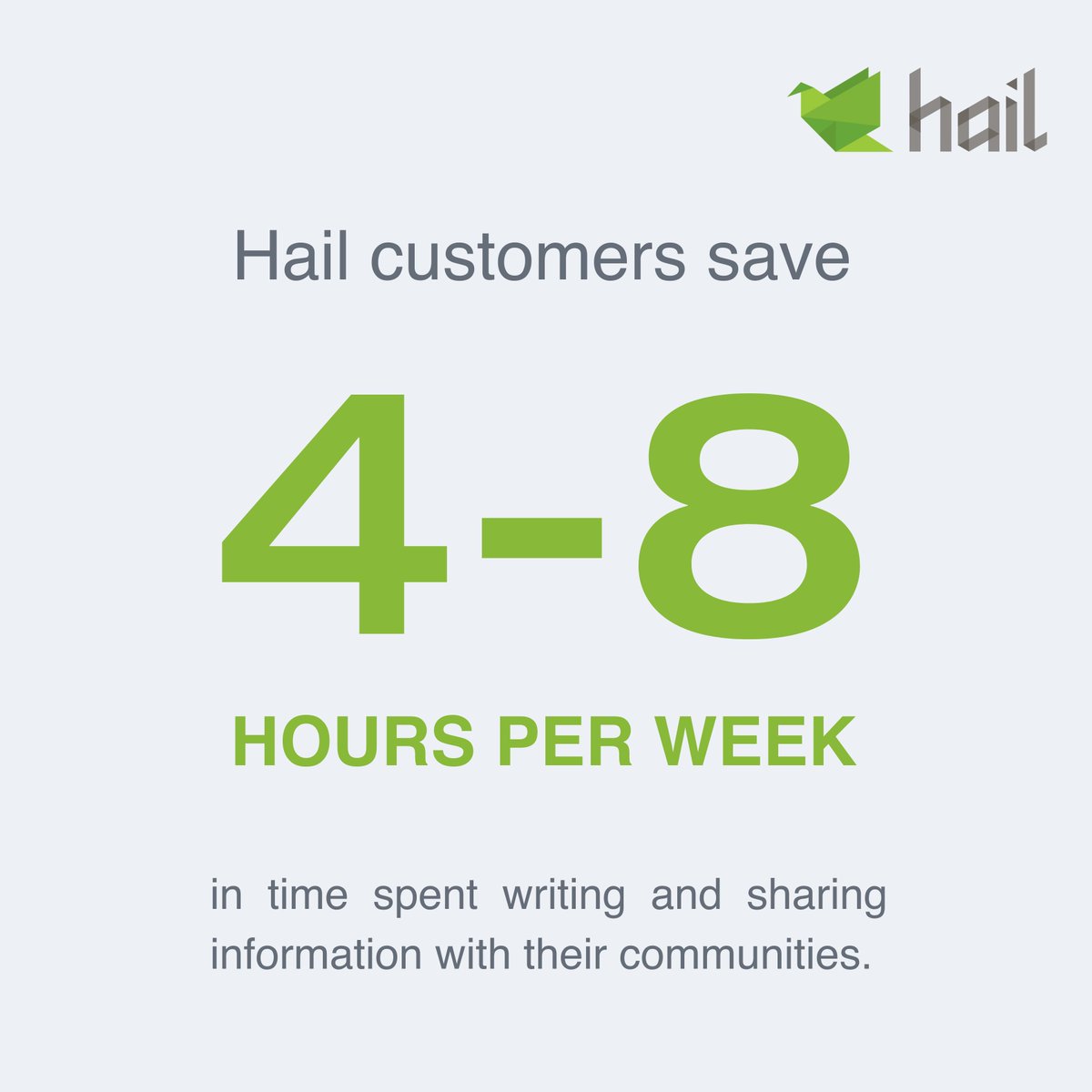 Need more hours in the day to get your comms sorted? On average Hail customers save 4-8 hours per week! Can you believe it?

Make your communications stress-free and simple with Hail. 💚

get.hail.to
#Hail #NewslettersMadeEasy #Communications #HailNZ